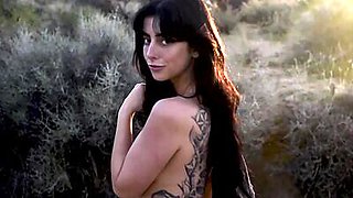 Big tits teen posing naked for Playboy and showed beautiful tattooed body