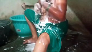 Village Housewife Bathing Video