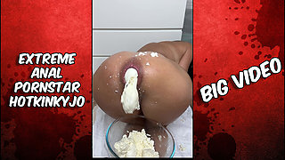 The Incredibly Beautiful Hotkinkyjo Puts Mozzarella in Her Ass Anal Fisting Gape Prolapse