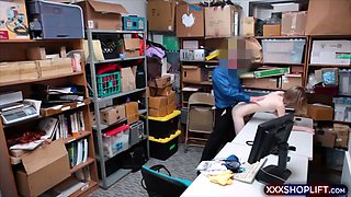 Tiny blonde shoplifter gets her tight pussy fucked