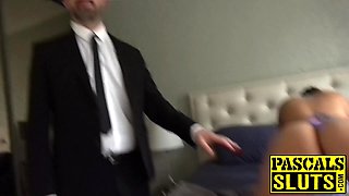Sub British babe fucked from behind and toyed as well