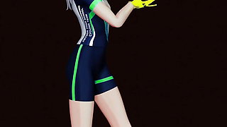 MMD-B Tall BluArc Shiroko Time Moment bike-N - Zeruel Fun - Emerald Suit Color Edit Smixix