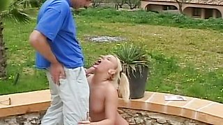 Beautiful Blonde Amateur MILF with Big Tits Ass Fucked Outdoors and Cumshot in Mouth by a Big Cock