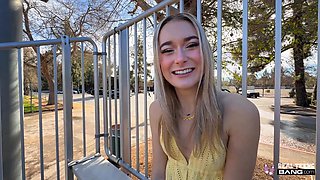 Public Blowjob by a hot Blonde Alex Jett ended up in my flat with cumshot on her pussy
