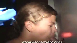 Gloryhole dirty girl swallows loads of complete strangers