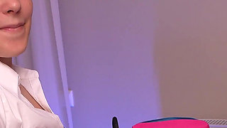 Distracted a Red-haired Schoolgirl From Her Homework and Gave Her a Blowjob Lesson