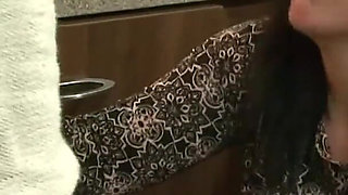 Mature lady fucks Luke Hardy in the kitchen hard