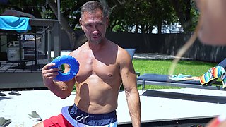 Beautiful woman in bikini gets a hot doggy style fuck