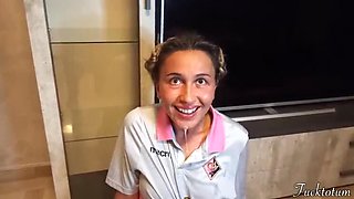 Naive College Cheerleader Tricked Into First Time Halloween Blowjob - Old Man Pumps Cum On Her Face