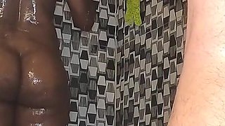 Ebony MILF Get Het Pussy Eaten by Her Sugardaddy in the Shower