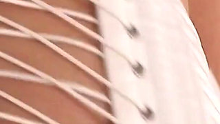 Sexy brunette with small tits satisfy her wet pussy