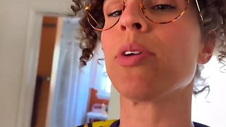 Busty curly MILF stepmom let me cum into the doll after wild fuck