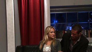 Busty blond tramp rides manhood, savoring the pleasure gel