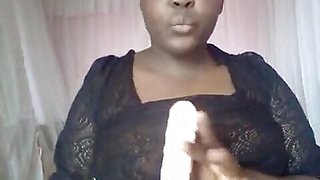 Clothed ebony masturbating