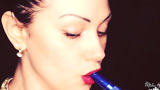 Sensual Hookah Smoking with Sexy Lipstick on My Big Lips