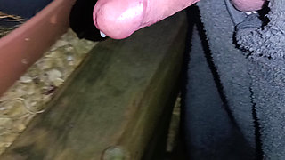 Night Time Outdoor Onesie Wank, Close up Edging and Cumming - Rockard Daddy