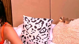 Cute curly brunette solo webcam masturbation