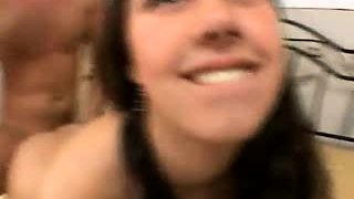 Busty brunette babe banged doggystyle