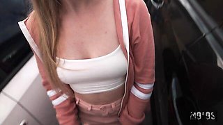 Spicy sex on the backseat with a long-legged blonde McKenzie Mae
