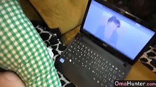 Old granny with teen girl and her boyfriend