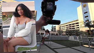 Young Black Chick with Big Tits Fucks Street Photographers Huge Shaft Covered in Facial Cumshots and Piss when he tricks her into Photo Shoot VS World Biggest Dick
