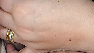 Step mom grabs step son big dick in erection for handjob