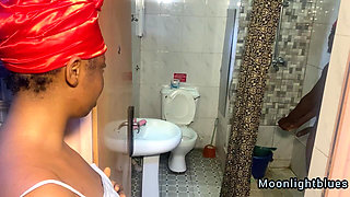 Horny African Stepsister Caught Peeping BBC Stepbro in Bathroom and Fuck