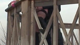 Perverted slut and deviant guy fucking in the city