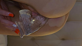 Real Utah Mormon wife uses clear dildo
