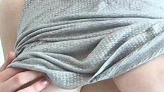 This Naughty School Girl in Grey T-shirt Wants to Get Undress