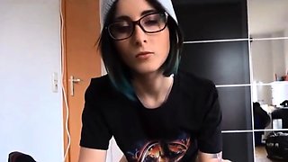 Smoking during a blowjob with a German emo teen