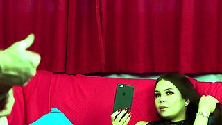 Naughty voyeur tempting guy for show