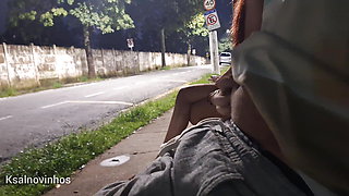 Jerking off next to a suspicious hottie at the bus stop!