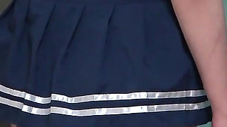 Girls Apartment in Japan, Healthy Thighs and Legs in Miniskirt Uniforms, Thong Wedgie Ass and Pussy Observe From Under the Desk
