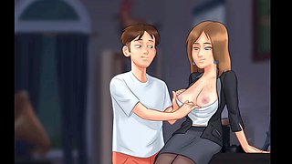 Miss Bissette's steamy classroom action in Summertime Saga gameplay