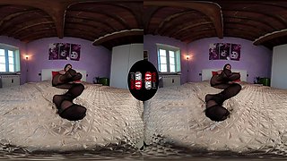 Lovely Petra Flaunts Off Her Covered-Nylon Feet In Her Bedroom - Hot Brunette With Great Legs Solo Vr Foot Fetish
