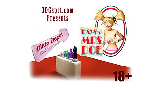 3DGSPOT - Blonde Teen Deepthroats And Gags A Huge Cock In A Dildo Shop! 3D ANIMATION!