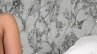 Beautiful Brunette Teen with Small Tits Jerking off a Loaded Rod