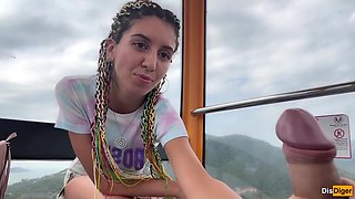 Risky Ferris Wheel Handjob - Stranger Swallows My Cum In Public With Katty West