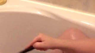 Washing Soapy Breasts in Bath