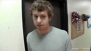 Busty brunette college RA Melina Mason rides hard cock