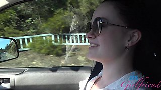 Beautiful woman with glasses gives a great handjob and oral sex.
