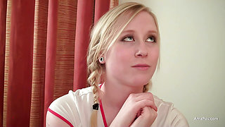 Willing and cute nurse helps bring an older patient off
