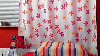 Small titted brunette teen fingering on the bed