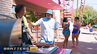 Brazzers - bombshell dark haired Jayla Page can't fight back her friend's hubby Scott Nails' huge schlong