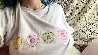 Glamour babe with big boobs masturbates in lingerie