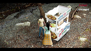 A young girl fucked by a street food snacks shopkeeper (Panipuri guy fucked young girl in the jungle)