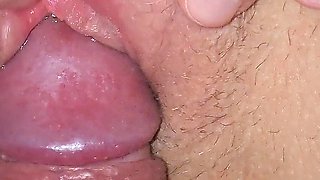 POV Close up Pussy Masturbation with Dick's Tip Inside While I Jerk off