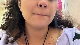 Gassy Milk-intolerant Girl on the Toilet and Farting