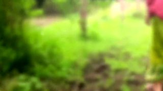 My Big Stepsister-in-law Is Walking Around The Farm, Rubbing Her Fat Ass And Putting Fingers In Her Pussy, Urinating In The Open Wood